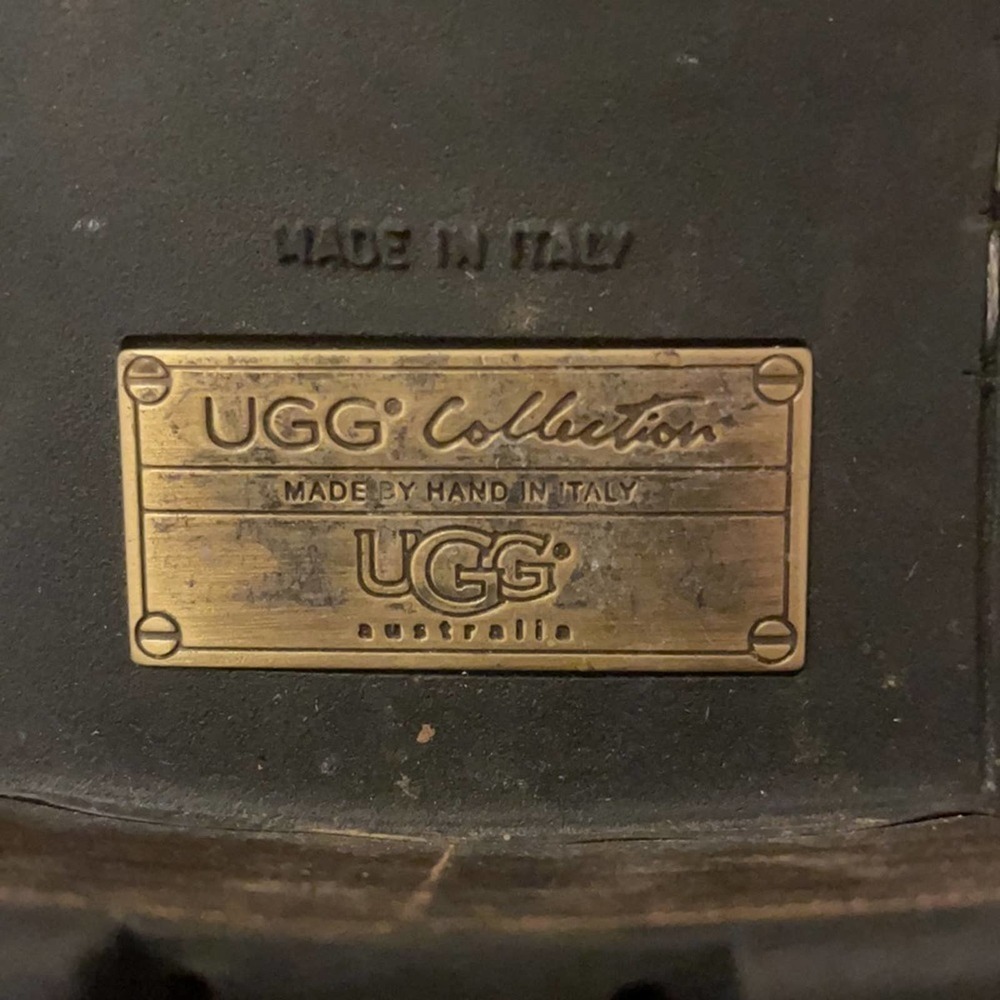 UGG Collection Vincento Italian Leather Moto Black Biker Boots Size 8 - Picture 10 of 12